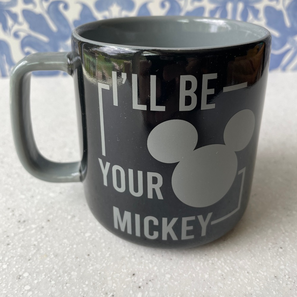 New Disney Parks I'll Be Your Mickey Mouse Coffee Mug Black Grey Ceramic Cup